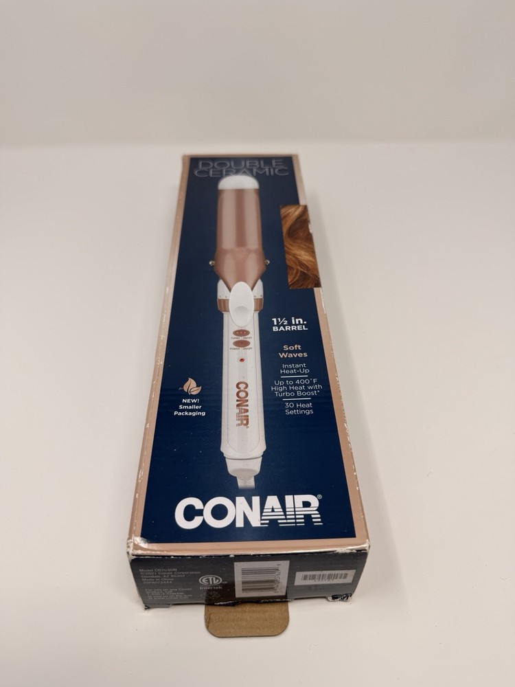 Conair Double Ceramic 1 1/2" Barrel Curling Iron, Open Box