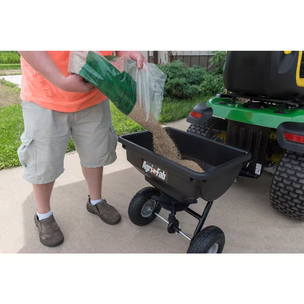 Tow Behind Grass Seed Salt Broadcast Lawn Fertilizer Spreader Pull Rustproof