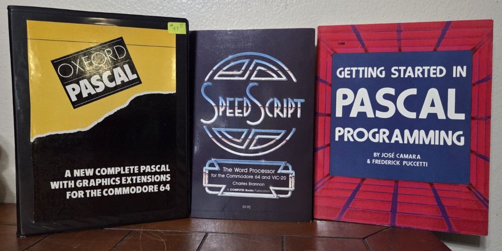 Set of 3 Vintage manuals Oxford Pascal, Pascal Programming, SpeedScript Comm. 64