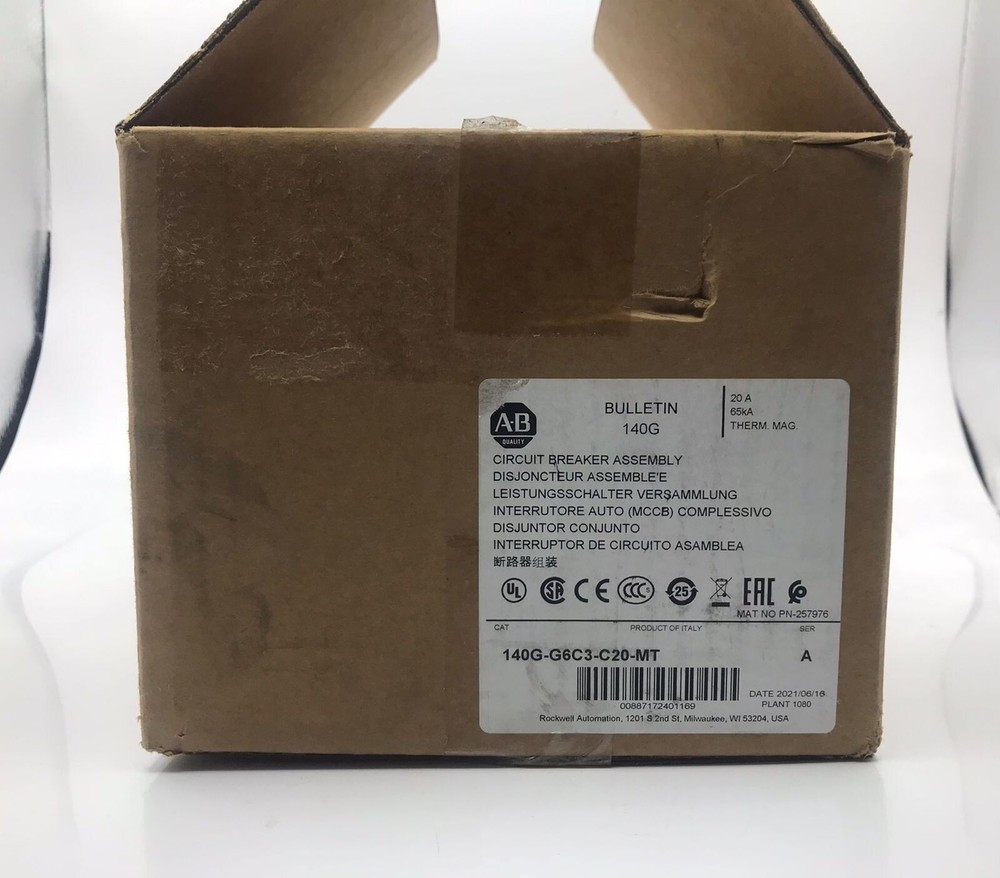 New Sealed 140G-G6C3-C20 Allen Bradley 140G - Molded Case Circuit Breaker