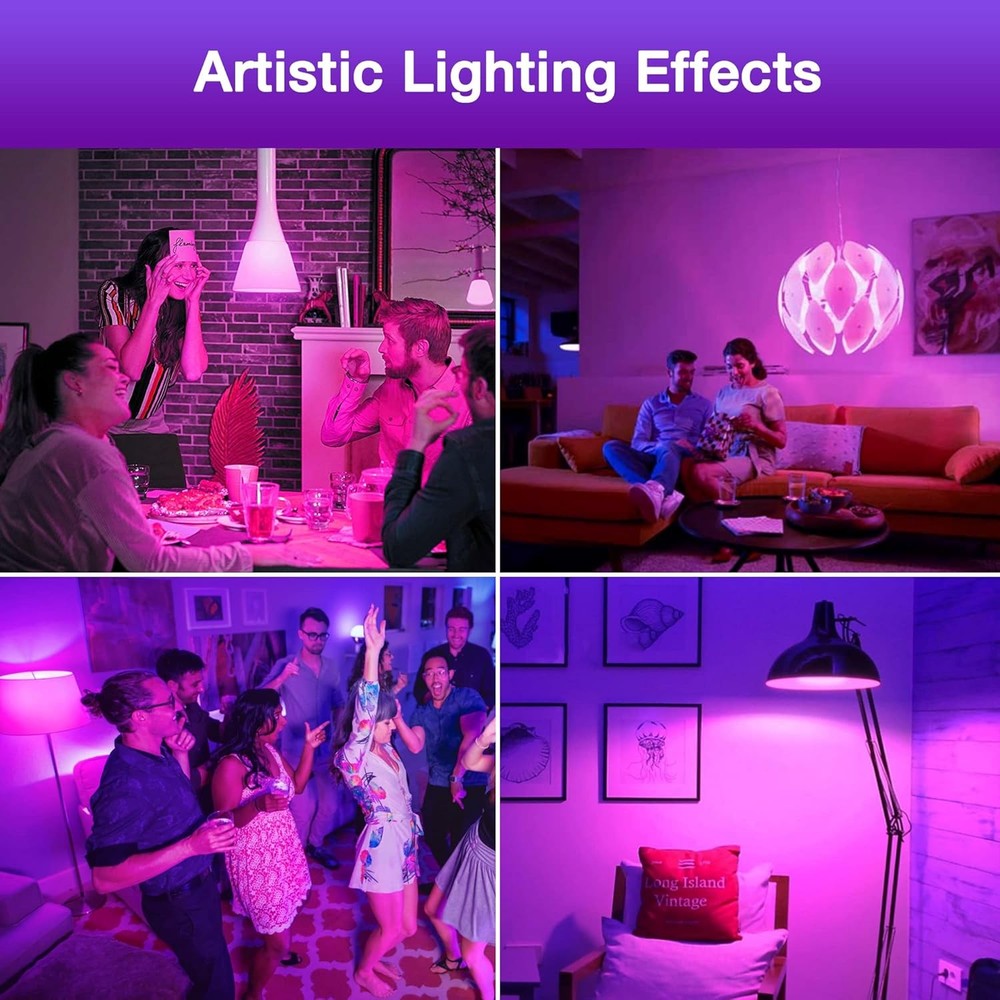 2Pack A19 LED Black Light Bulb 9W 60W Equivalent E26 Base Colored Black Lights