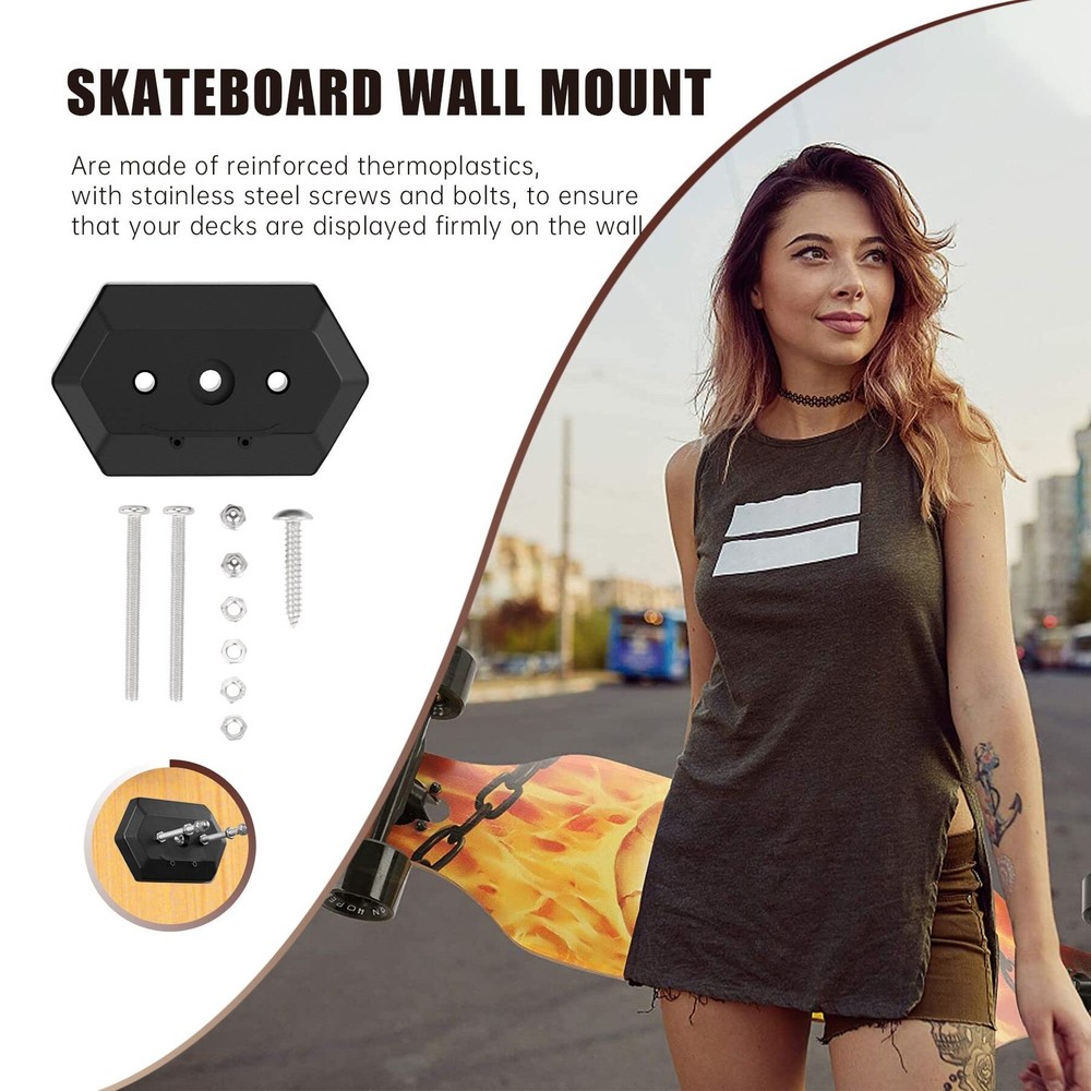 Hikeen Skateboard Wall Mount Hanger - Deck Display & Storage, Floating Effect