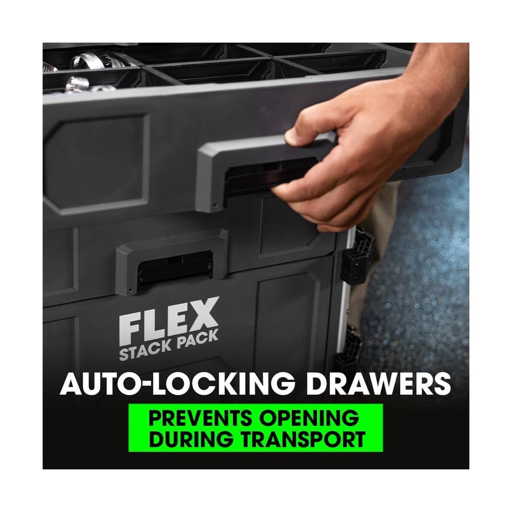 FLEX STACK PACK Storage System 3-Drawer Tool Box - FS1105, Grey/Black
