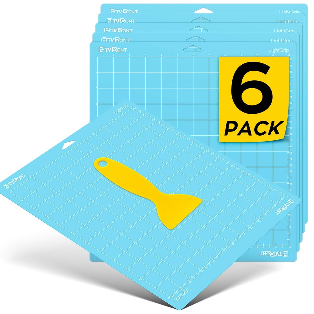Light Grip Cutting Mat, 6 Pack Cutting Mat 12x12 Compatible with Cricut Maker...