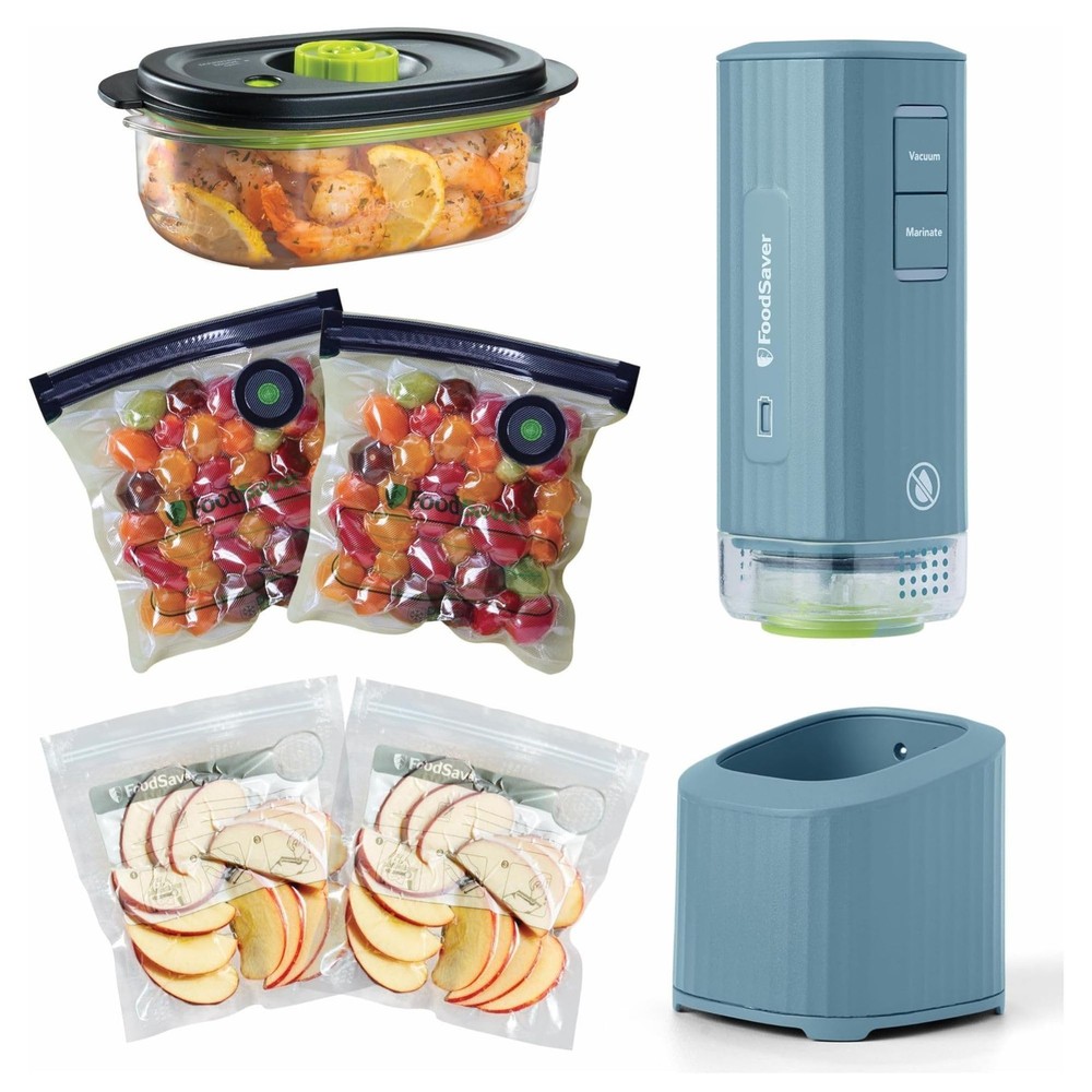 Mini Handheld Vacuum Sealer Machine with Marinate Setting & Charging Dock, Co...