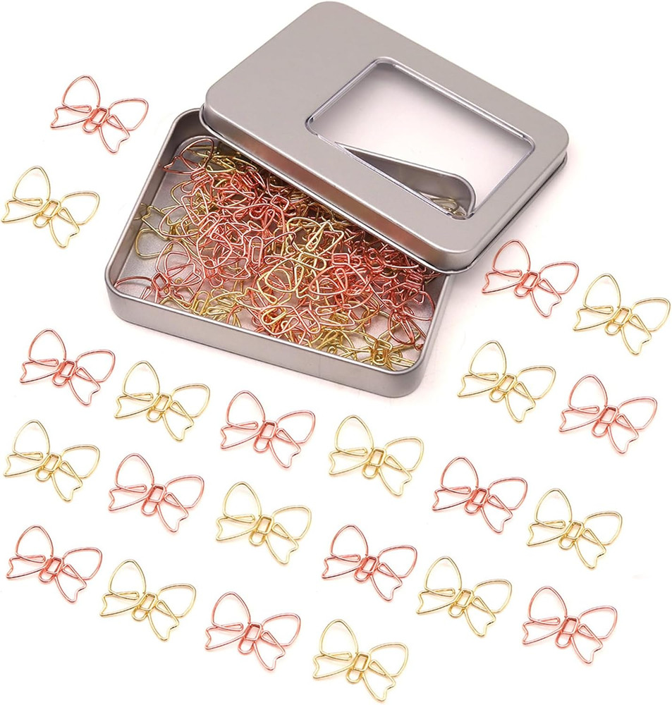 50 Bow Paper Clips - Elegant Planner Accessories for Office and School