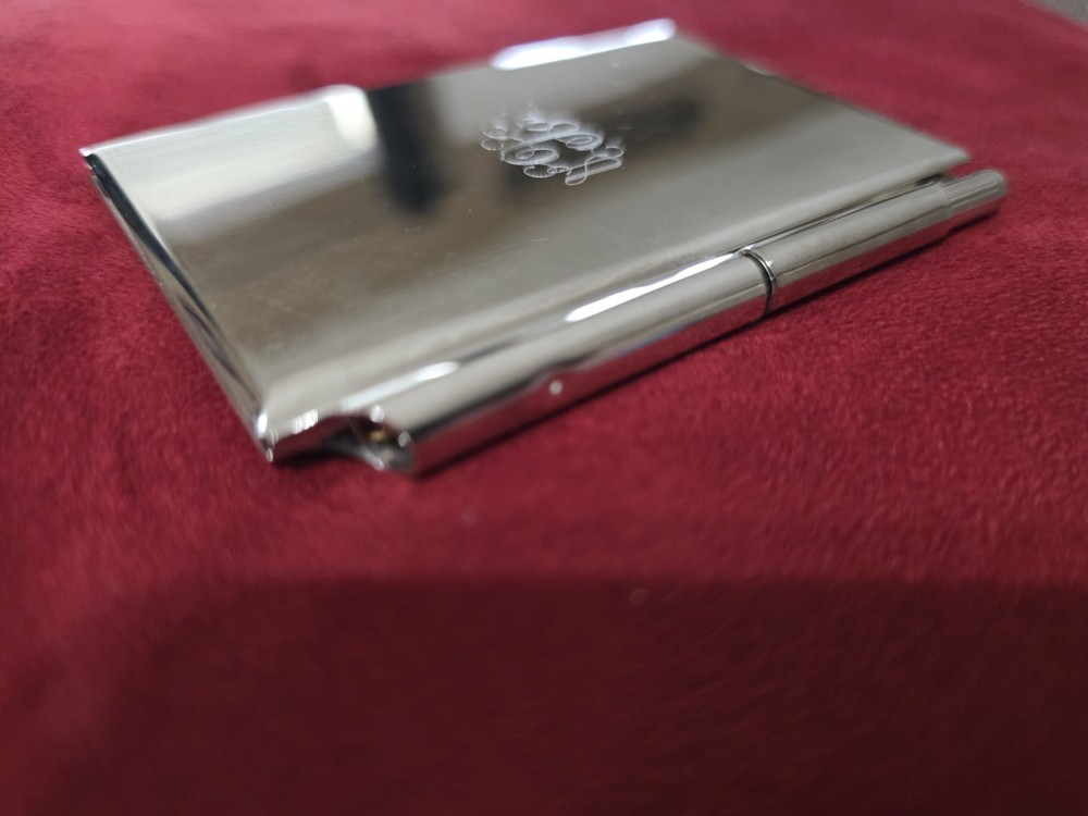 Antique Silver Case with Notepad and Pen