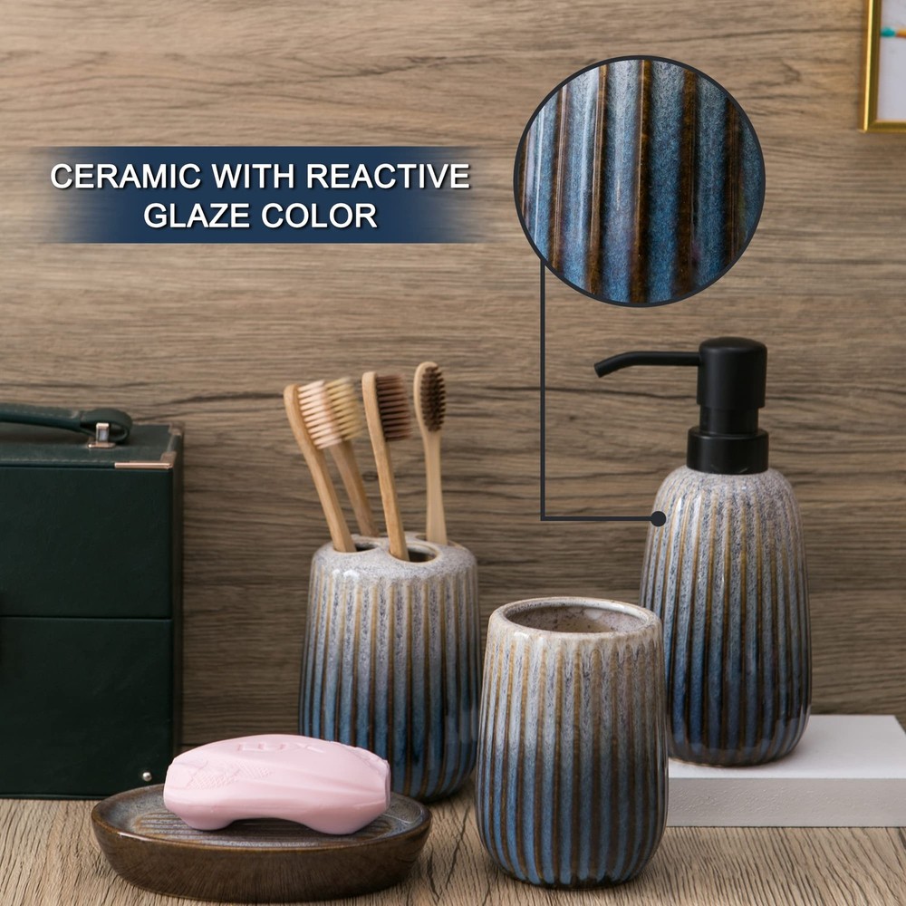Bathroom Accessories Sets Complete -Set 4 Pcs, Ceramic Bathroom Accessory Bat...