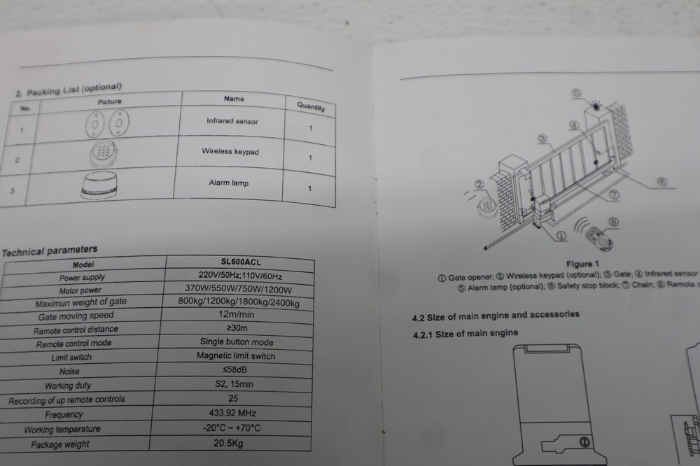 Automatic Sliding Gate Opener kit Electric Model MD370
