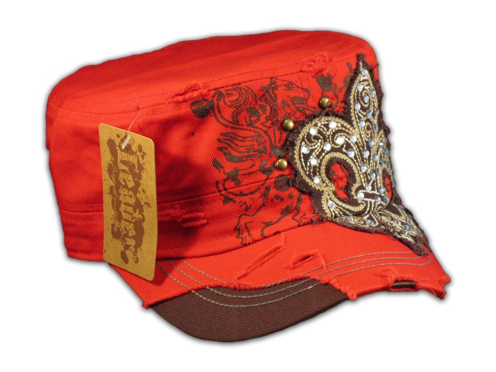 Fleur-de-lis on Red Cadet Army Distressed Military Cap