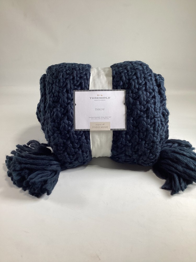 Threshold Navy Knit Throw Blanket 50x60