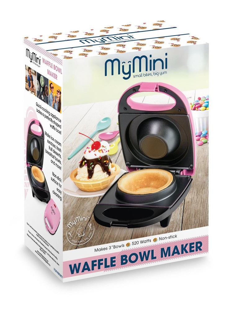 MyMini Personal Electric Waffle Bowl Maker, Pink