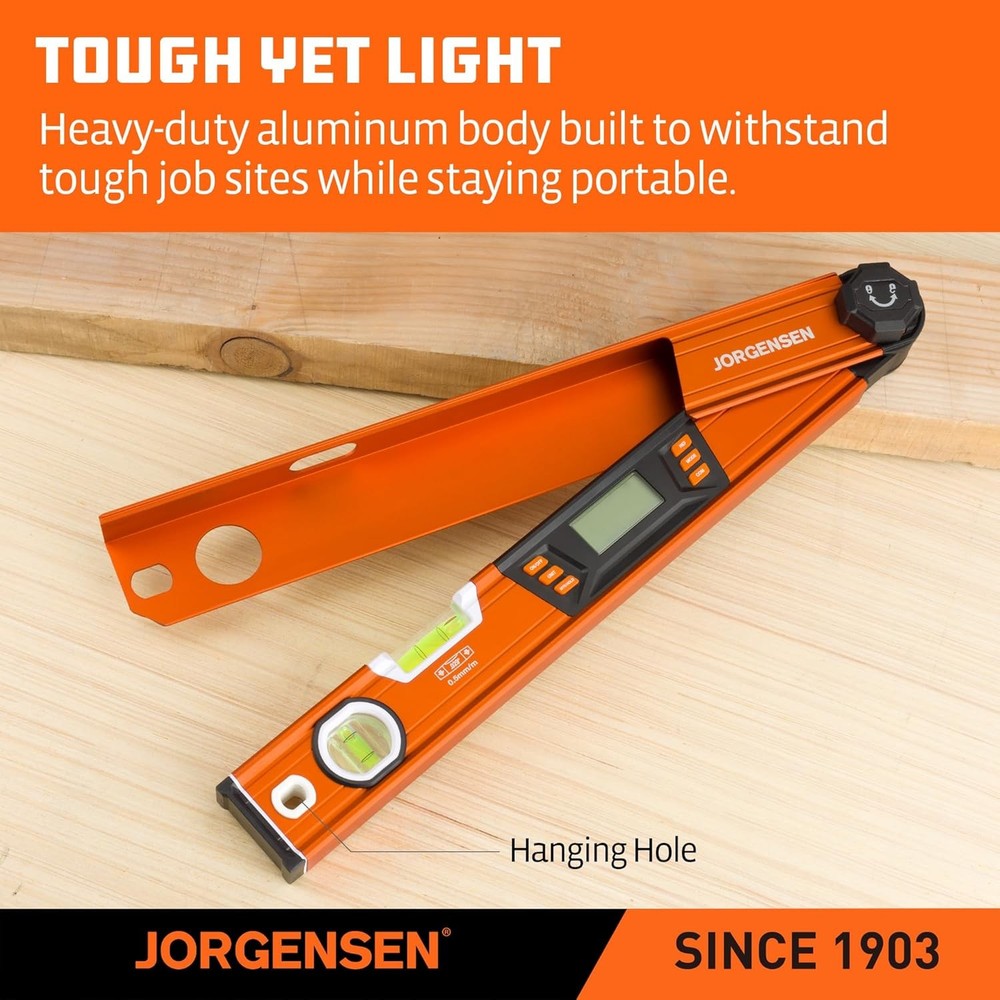 JORGENSEN Digital Angle Finder Multi-Angle Measuring Tool with Backlit LCD New