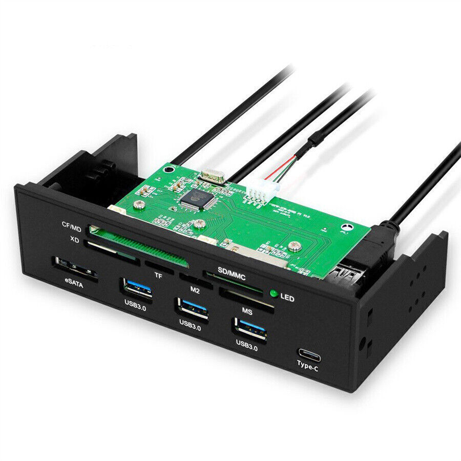 5.25" Computer Interface Panel USB Card Reader USB 3.0 Type-C eSATA SD TF CF XD