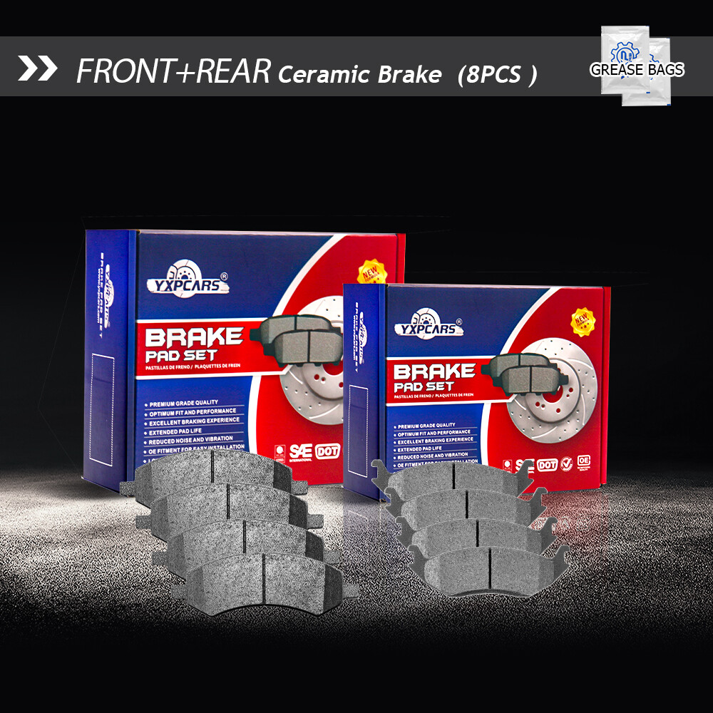 For 2006 - 2018 Dodge Ram 1500 Front + Rear Premium Ceramic Brake Pads