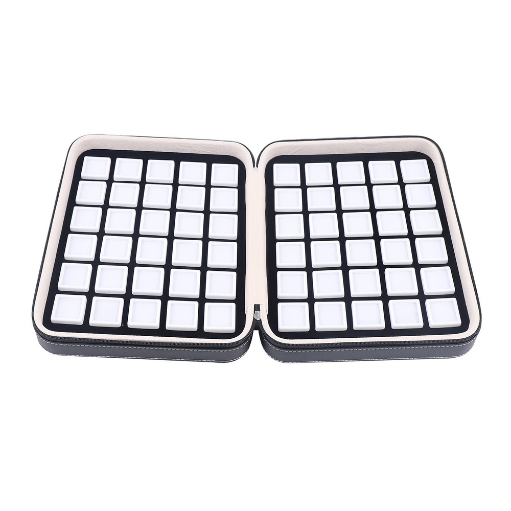Gem Diamond Gemstone Display Collection 60 Grids Storage Box Holder Leather Box