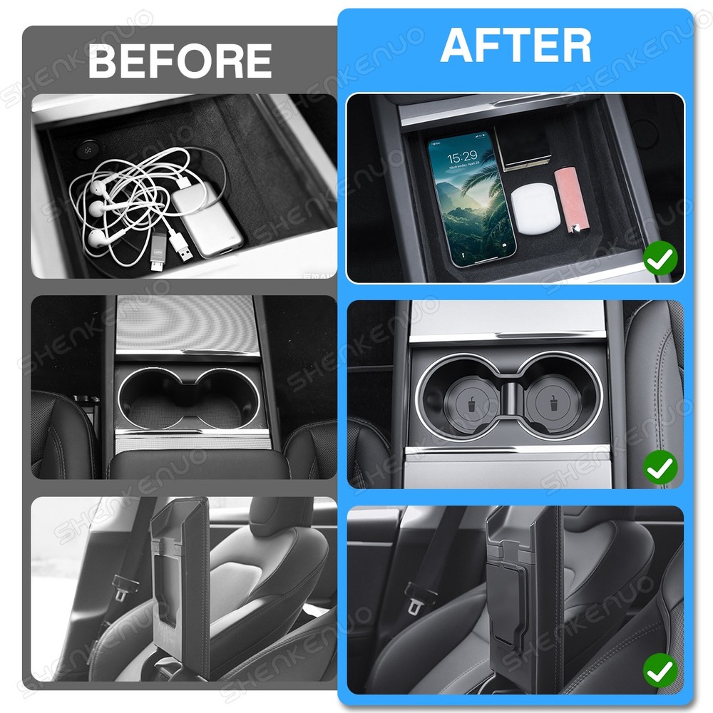 For Tesla Model Y 2025 Juniper Center Console Organizer Double Layer Space 4pack