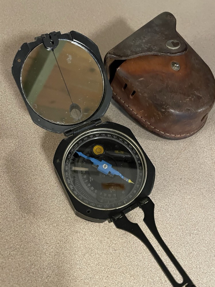 Vintage Compass With Hard Leather Case