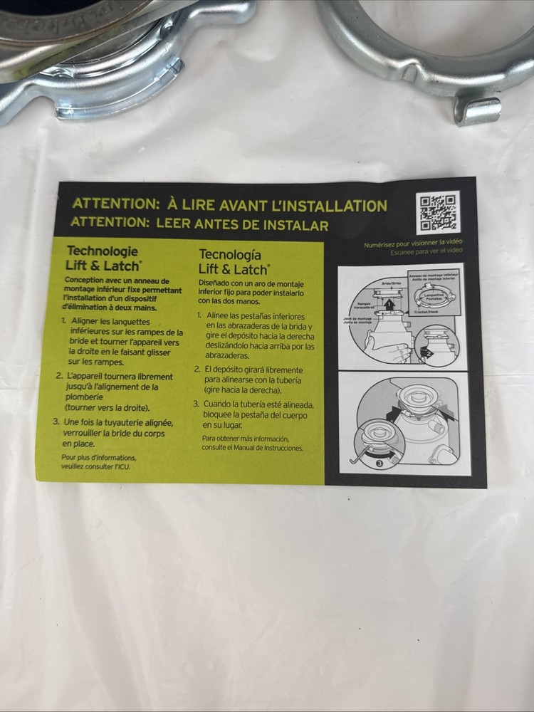 InSinkerator Badger 5 Lift & Lock Sink Flange, Lower Mounting Ring, & Plug New!