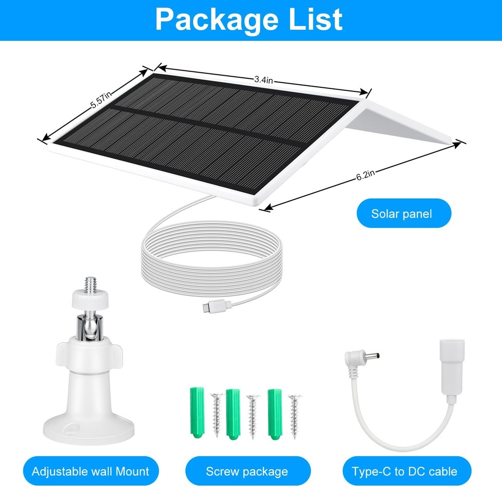 Solar Panel for Security Camera compatible with Ring Spotlight Cam White