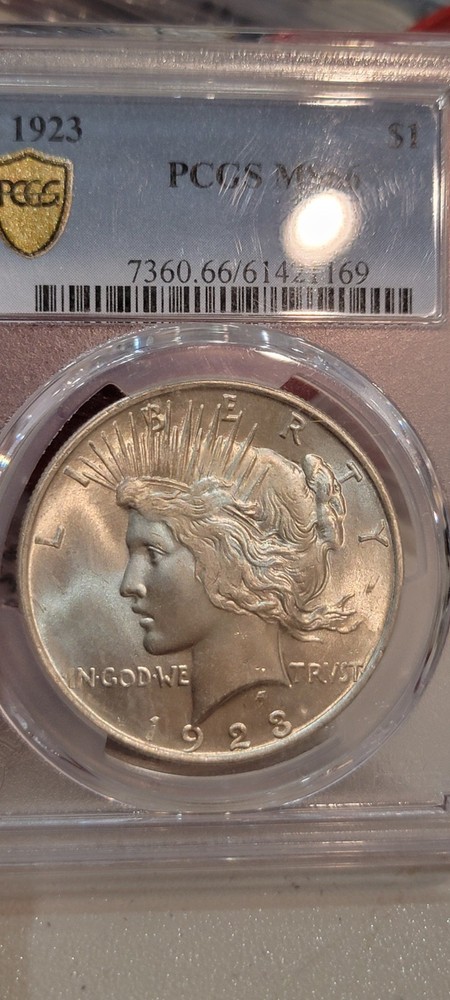 1923 PEACE SILVER DOLLAR PCGS MS66