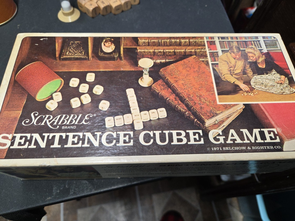 Vintage Scrabble Sentence Cube Game 1971 Selchow & Righter Co Complete