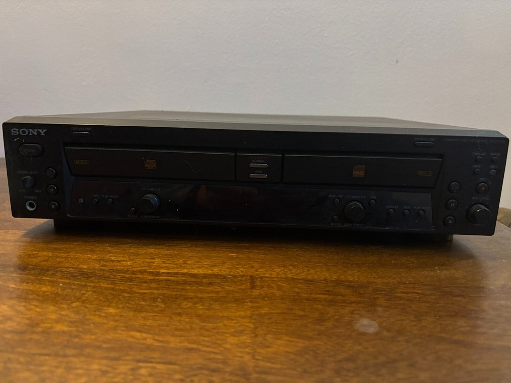Rare Sony RCD-W10 Compact disc player Recorder Duplicator -Left reader defective