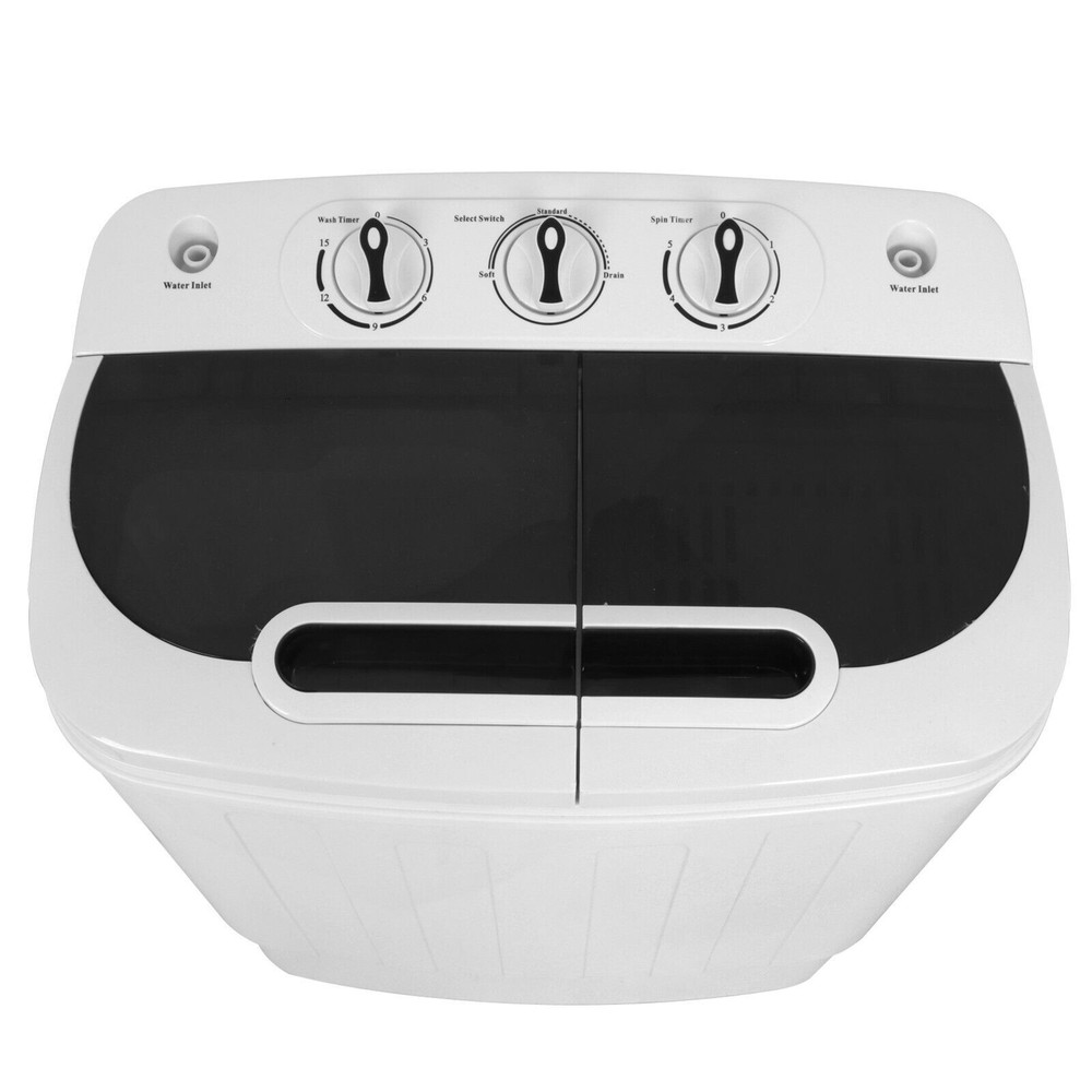Compact Twin Tub Washing Machine Gravity Drainage Spin-Dry Laundry Washer