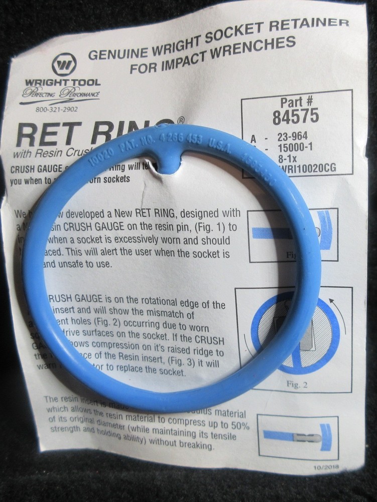 Wright Tool 84575 1-1/2″ Drive Retainer Ring One-Piece Socket Retainer WR10020CG