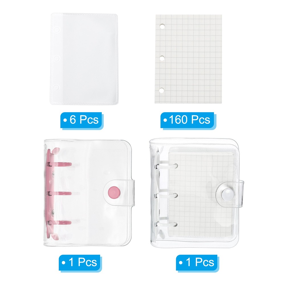Clear 3 Ring Binder Cover, 2 Pack PVC Notebook Binder, White Pink