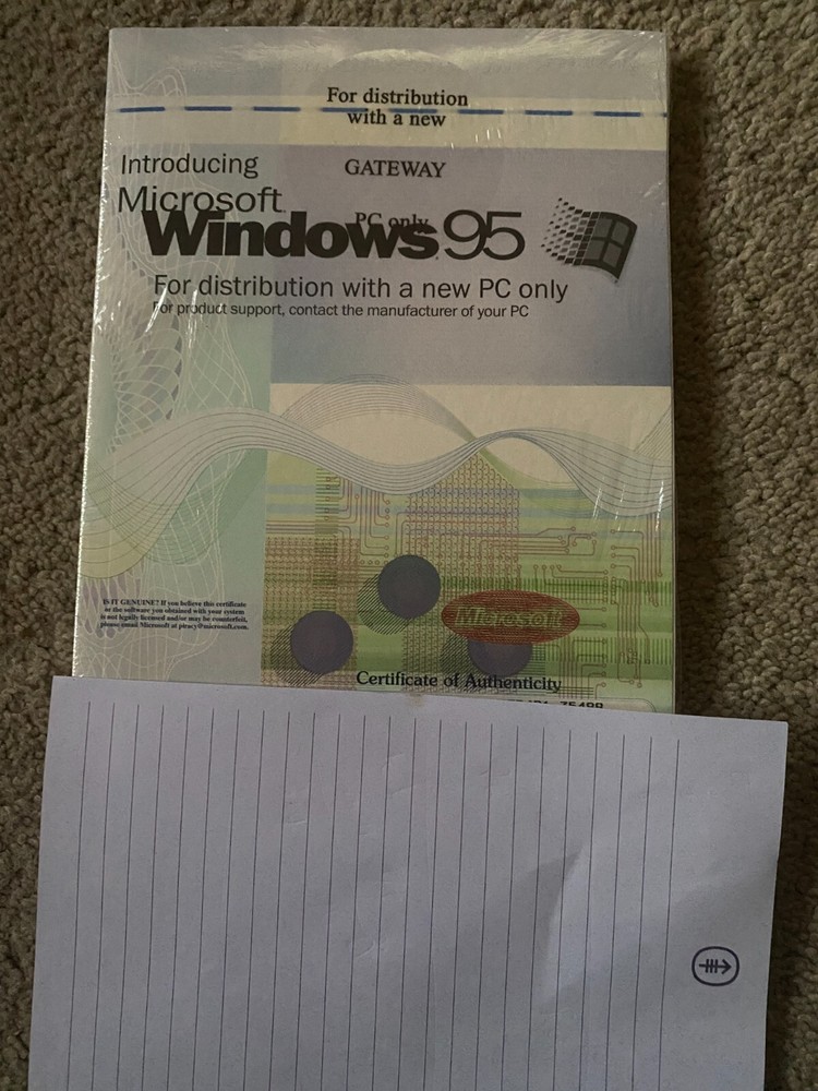 MICROSOFT WINDOWS 95 CD NEW CERTIFICATE OF AUTHENTICITY