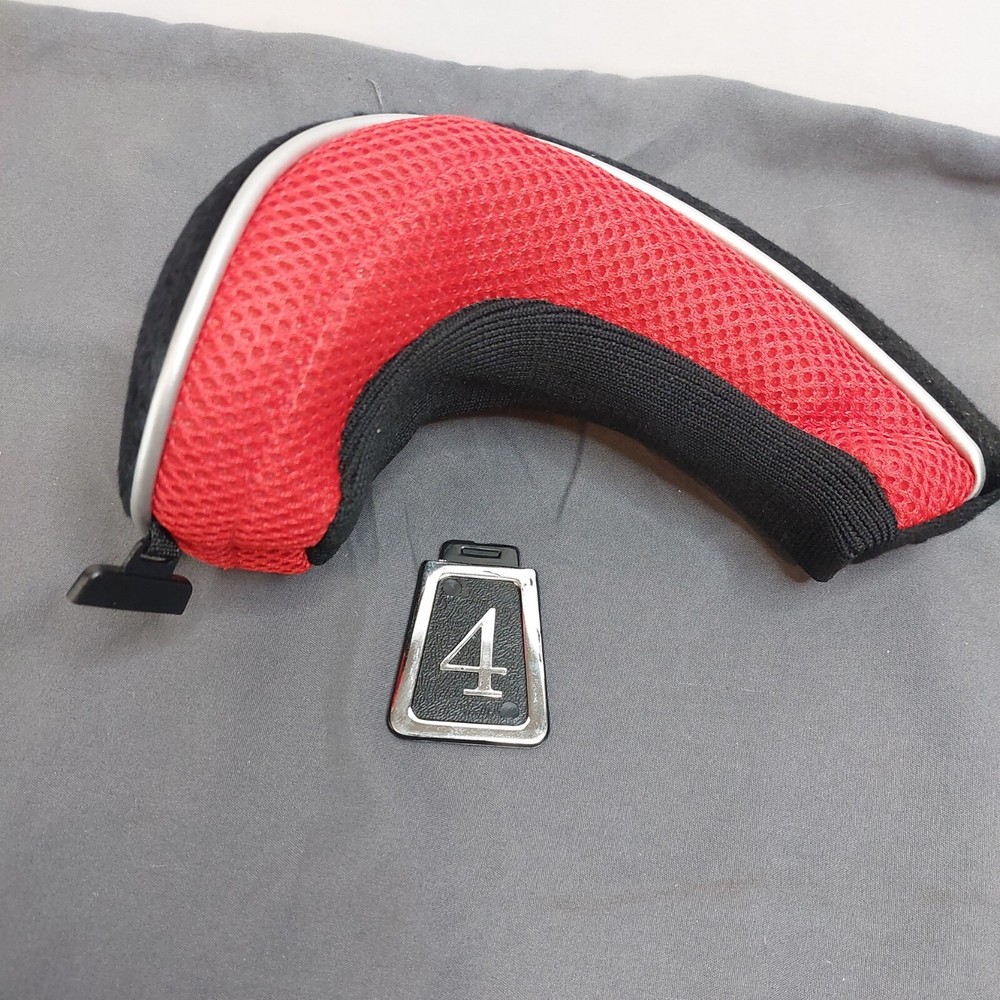 Golf 4 Iron Headcover Red Black Interchangeable Number Tag