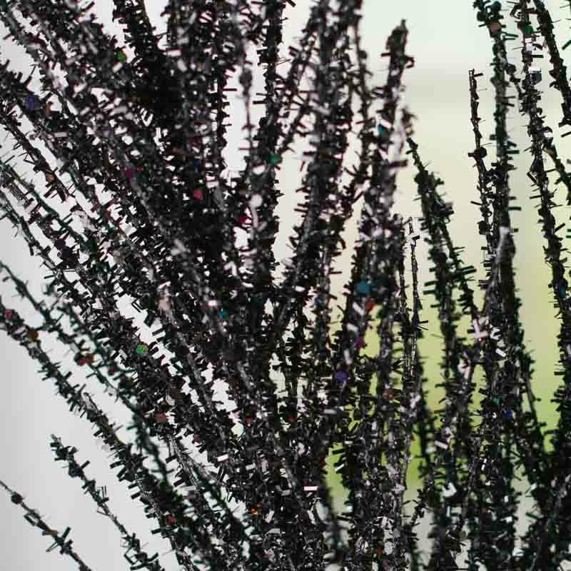 Black Glittered Artificial Tinsel Pine Picks