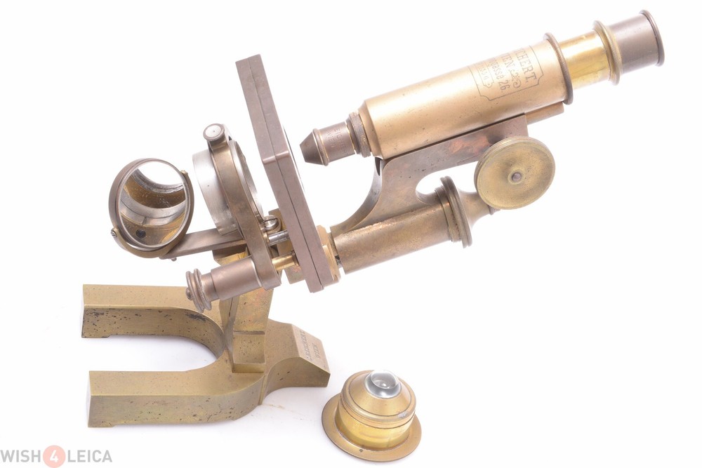 ✅ REICHERT ANTIQUE BRASS MICROSCOPE COMPOUND C.1900 W/ CASE