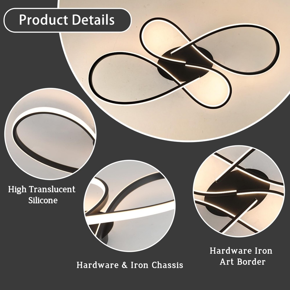Modern LED Ceiling Light, Dimmable LED Chandelier Flush Mount Ceiling Lights,...