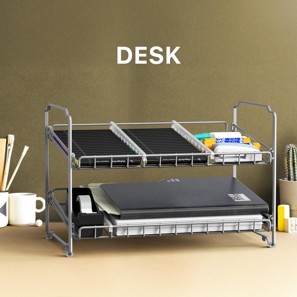 2 Tier Stackable Can Rack, Silver, 2 Pack