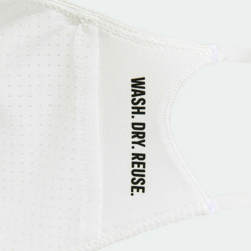 3-Pack Adidas White Face Covers Facemasks Reusable Unisex - Size M/L