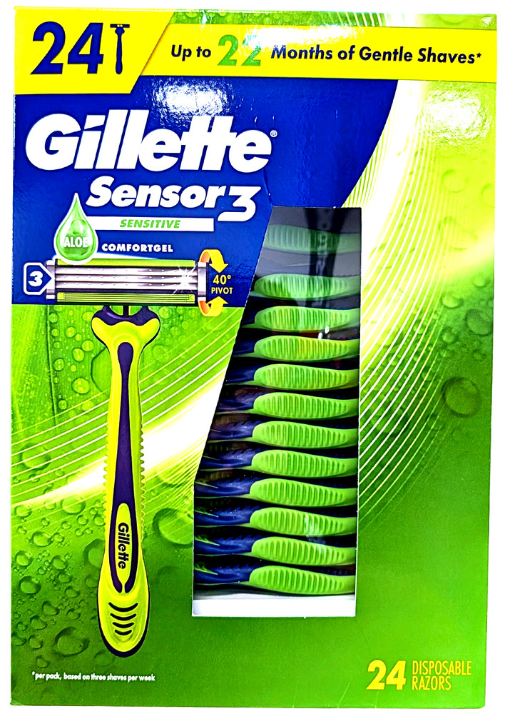 Gillette Sensor3 Sensitive Men's DisposableRazor 24 Count
