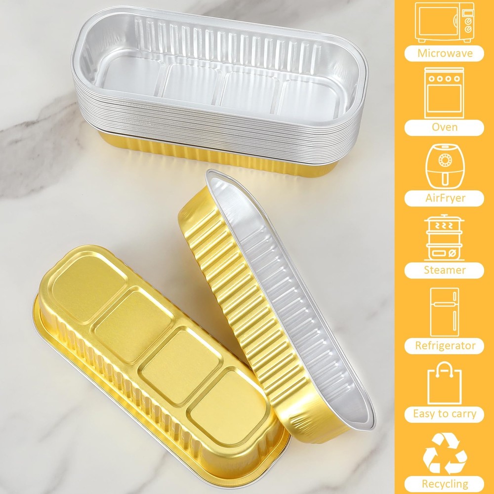 Mini Loaf Pans with Lids and Spoons (100 Pack, Mixed color, 6.8oz) Rectangular A