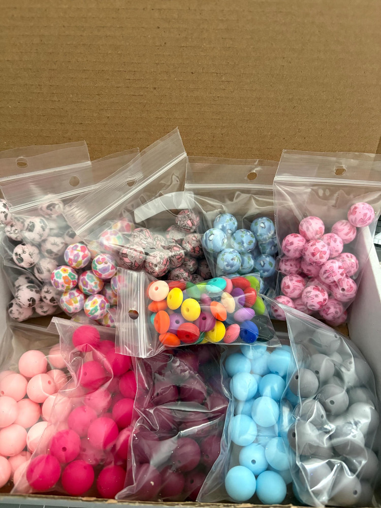 Silicone Bead Bundle Box | Bulk Silicone Beads Mix | Bead Starter Kit | DIY Supp