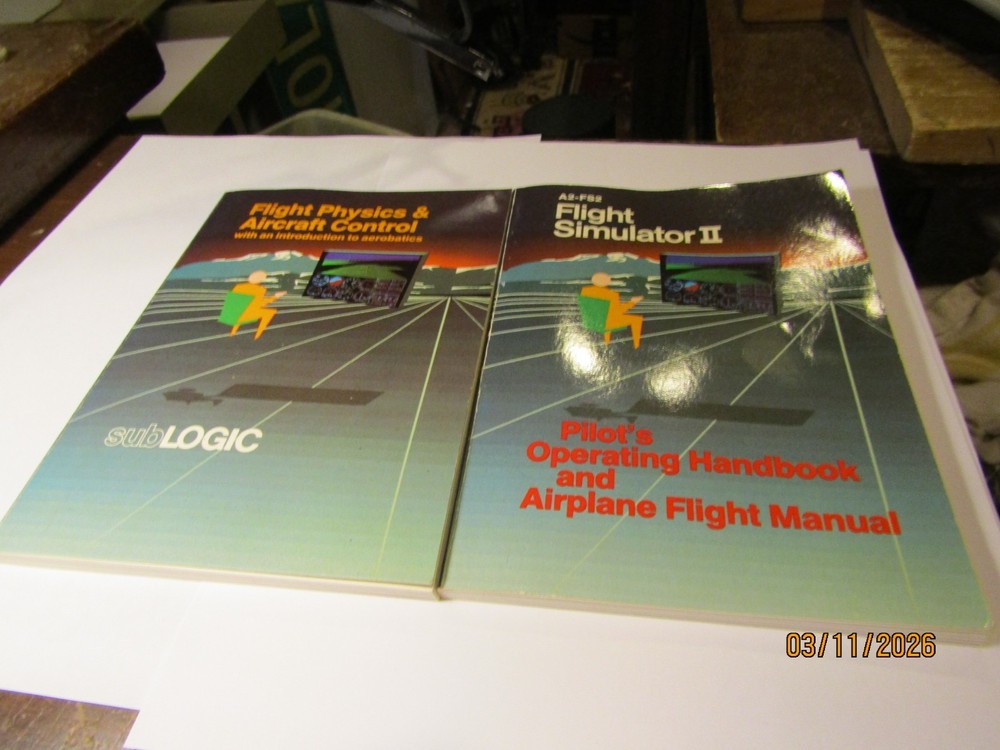 SubLogic Flight Simulator II Apple 11 + e Computer Game Program Books Box ONLY