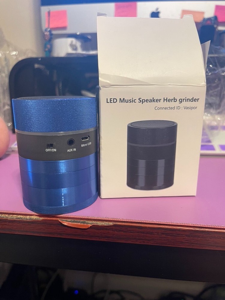 Wireless Bluetooth Speaker & Herb Grinder Blue