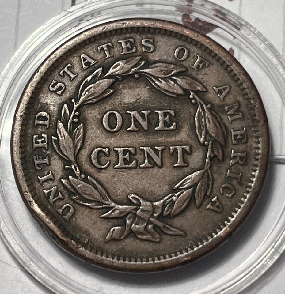 1840 Small Date Large Cent AU About Uncirculated