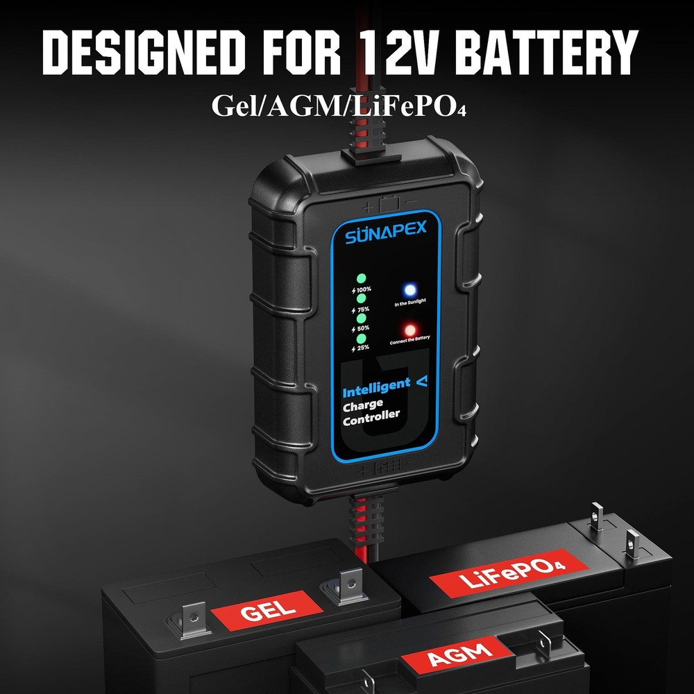 Solar Charger Controller 12V: 10A PWM Intelligent Solar Panel Controller 12Vo...