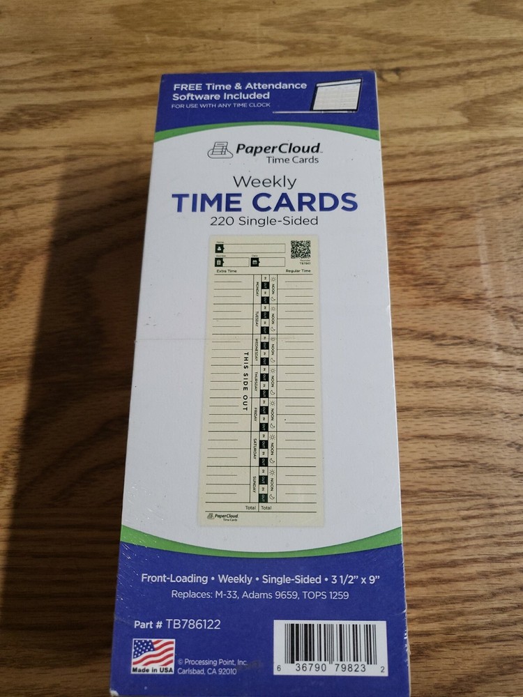 Paper Cloud Weekly Time Cards 220 Single Sided