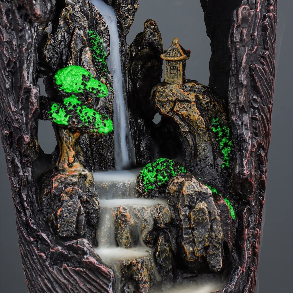 DOBEHOME Mountain Waterfall Incense Burner Backflow Waterfall, Brown