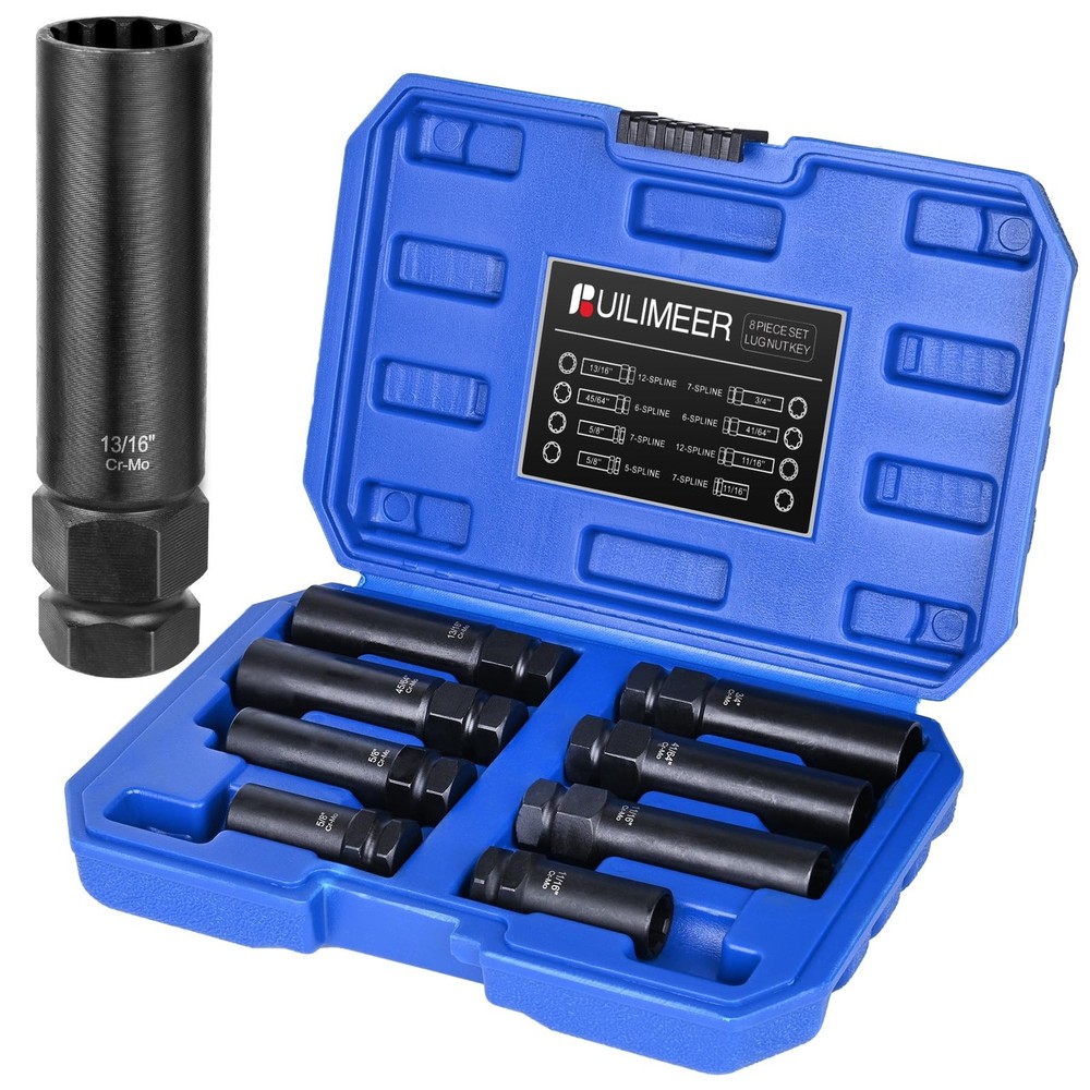 Spline Lug Nut Socket Set - 8 Pieces Locking Lug Nut Removal Tool Kit - SAE &...