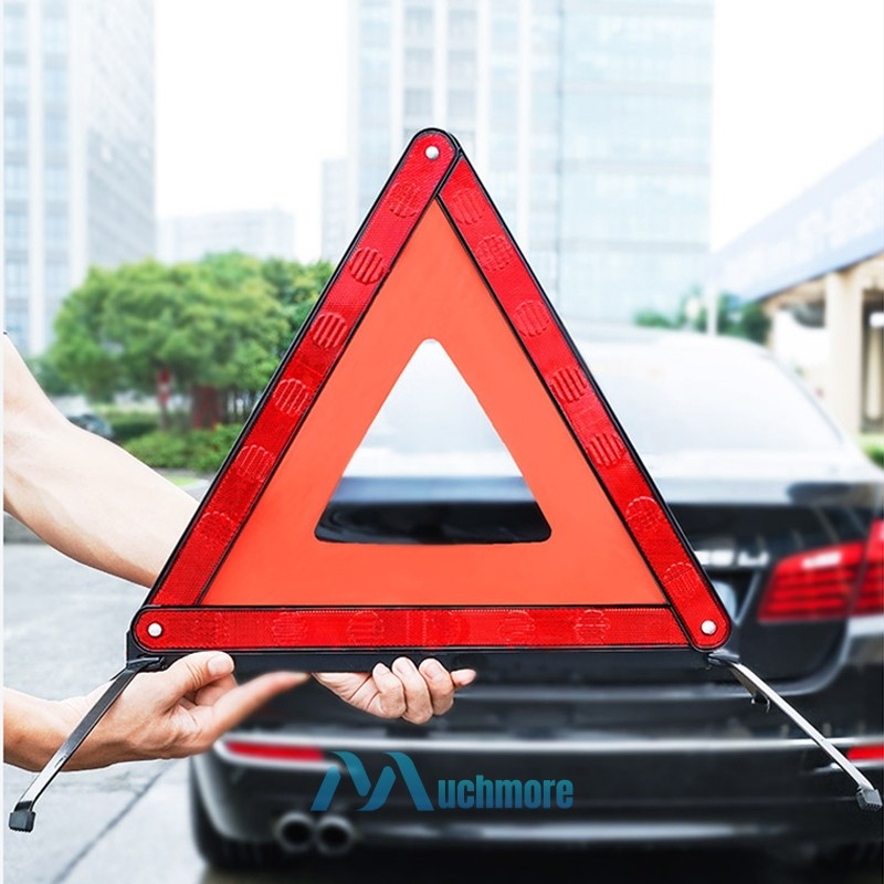 17in Safety Reflective Triangles DOT Approved, 3 Pack Foldable Warning Triangles