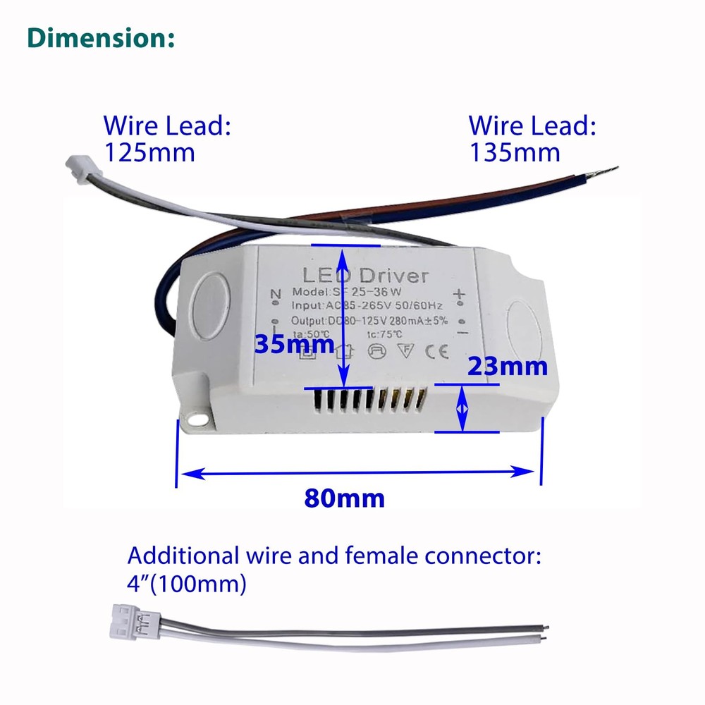 LED Driver 25-36W for Single Color Ceiling Strip Spot Light Module Panel,