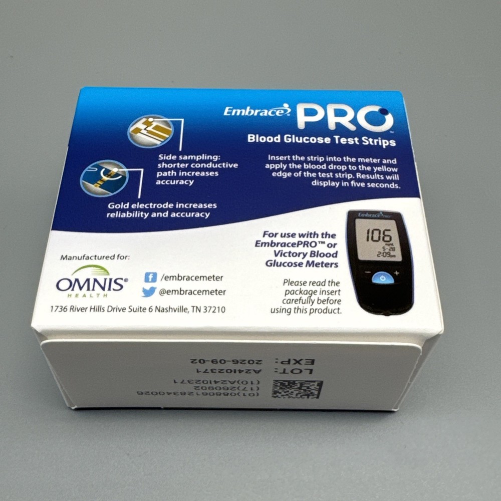 Embrace Pro Blood Glucose Test Strips - 50 Count
